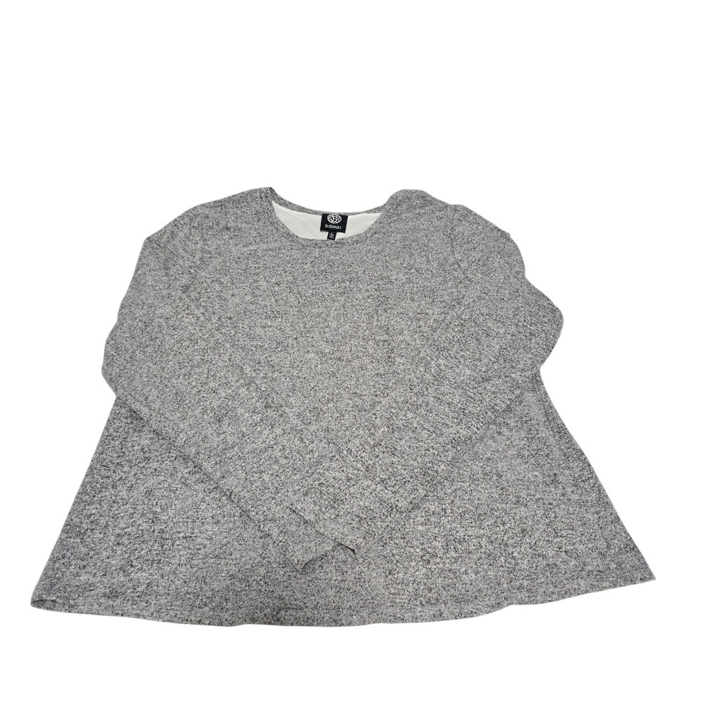 Bobeau Top Womens L Gray Long Sleeve Blouse Round Neck Knit